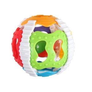 Jucarie bebelusi 6+ luni, cu sunete si lumini, minge senzoriala, silicon, multicolor - Img 3
