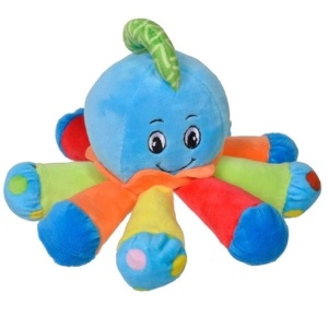 Jucarie moale pentru copii sub forma de caracatita din plus, Cu zornaitoare, Dimensiune 20cm