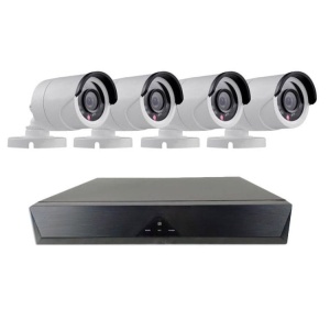 Kit de supraveghere cu DVR recorder si 4 camere CCTV AHD ccu fir, IP66, HD, 720P, IR, pentru interior sau exterior, alb - Img 1