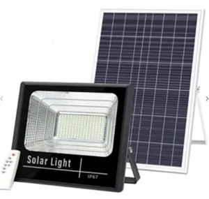 KIT Proiector 600w LED DIMABIL JORTAN cu Panou Solar si Telecomanda - Img 1