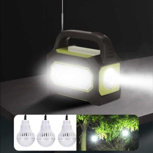 Kit solar camping GD-8073, Radio FM, MP3, Bluetooth, Lanterna, Powerbank, 3 becuri LED - Img 3