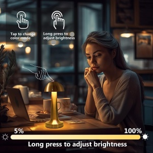 Lampa ambientala LED 3W, Baterie 1800mAh, Lumina calda 3000K, Design modern tip mushroom - Img 4