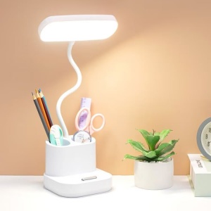 Lampa cu 40 de LED-uri pentru birou, suport pentru pixuri, 3 moduri de iluminare, Culoare alb - Img 2