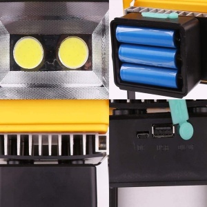 Lampa de lucru tip proiector cu 2 LED-uri COB, Putere 50W, 3 Acumulatori inclusi - Img 5