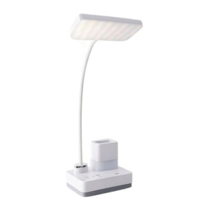 Lampa LED model 1945 pentru birou 4W, cu suport pixuri, reglabila, 3 moduri de iluminare, dimabila, alb - Img 1