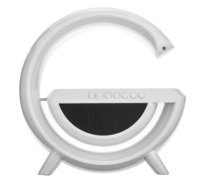 Lampa Smart 7 Culori cu Ceas Difuzor, Wireless, Bluetooth, Incarcare RGB, 1200mAh, 24x9x25 cm, alb - Img 4