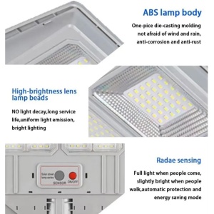 Lampa solara cu suport, 6 cadrane 108 LED, Putere 150W, Senzor de miscare, lumina si telecomanda - Img 7