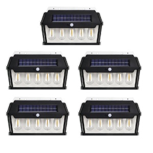 Lampa solara de perete cu 5 becuri LED, IP65, unghi inductie 120°, 65W, dimabil, negru - Img 4