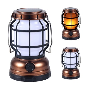 Lampa Solara LED Tip Felinar, 2 moduri de iluminare, pentru camping, terasa, balcon, gradina - Img 5