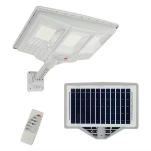 Lampa solara stradala cu telecomanda, JG-703, 6.5W, 3 cadrane, 108 LED-uri, 6000K, 10000lm, IP67, cu suport si senzor de miscare, 31x19 cm, gri - Img 4