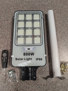 Lampa solara stradala, putere 800W, cu telecomanda, IP66, senzor lumina si miscare, gri-negru - Img 5