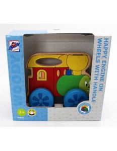 Locomotiva din lemn Happy Engine pentru copii de 2 ani+, multicolora - Img 3