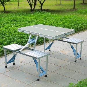 Masa pliabila pentru camping cu 4 scaune integrate, Aluminiu, Compacta si usor de transportat - Img 4