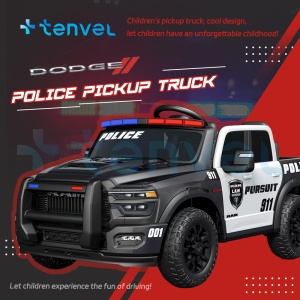 Masina de politie electrica Dodge RAM pentru copii 2 ani+, cu telecomanda, baterie 12V7AH, 3 viteze, 2 locuri, lumini si difuzor - Img 8