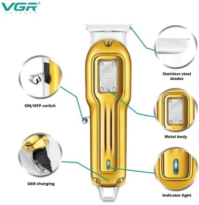 Masina de tuns si trimmer profesional VGR V-919, fara fir, timp de folosire 120min, incarcare USB, auriu - Img 3