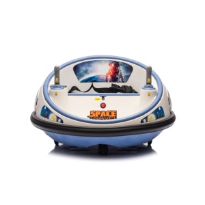 Masinuta electrica Bumper Car pentru copii, 2 joystick-uri, rotire 360°, lumini LED, centura siguranta, Alb/Albastru - Img 2