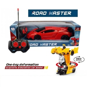 Masinuta-robot cu telecomanda, pentru copii 3 ani+, 40Hz, scara 1:18, plastic, 24x11x7 cm, rosu/galben - Img 3
