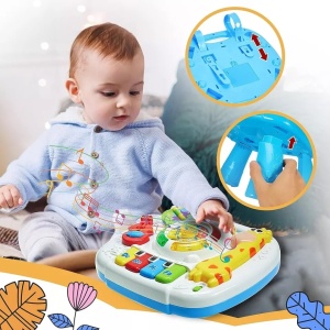 Masuta de activitati interactive pentru copii 18 luni+, cu pian, lumini si sunete, 25x23x18 cm, multicolor - Img 4