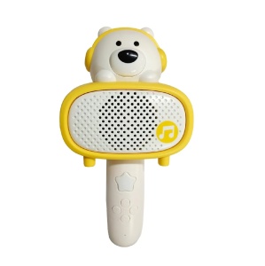 Microfon si difuzor pentru karaoke, pentru copii 3 ani+, Bluetooth, Plastic, Alb-Galben - Img 1