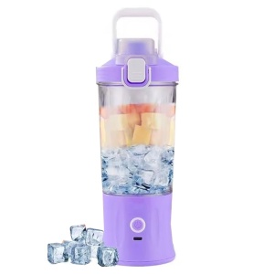 Mini blender portabil, reincarcabil, 60-70W, capacitate 600ml, pentru smoothies, cu pahar, lumina, incarcare USB C - Img 6