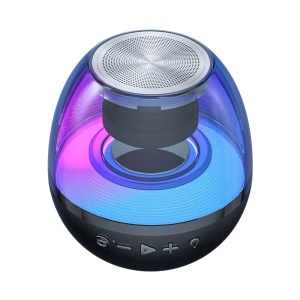 Mini boxa portabila cu extra bass, RGB, sunet 360°, HD, bluetooth 5.0, USB Type-C, negru - Img 9