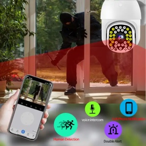 Mini camera de supraveghere CCTV IP PTZ WiFi de 2.5, IP66, wireless, infrared, rotatie 355°, alba - Img 2
