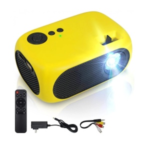 Mini videoproiector LED, portabil, 1080P, 1200LM, HDMI, Micro SD si USB, cu telecomanda, home cinema, galben - Img 3