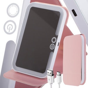 Oglinda cosmetica iluminata LED pentru machiaj cu carcasa tip suport vertical - Img 2