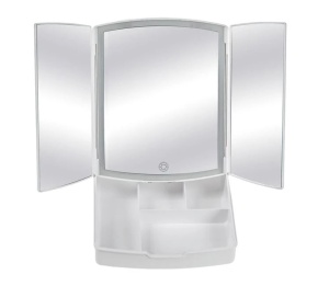 Oglinda tripla pliabila pentru machiaj, 72 de Becuri LED, Incarcare USB, Culoare Alb - Img 2