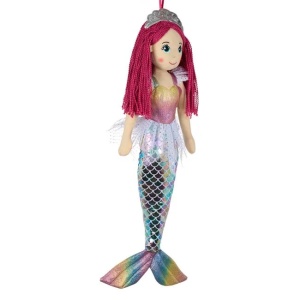 Papusa textila sirena cu coada holografica, 17x8x70cm, multicolor - Img 3