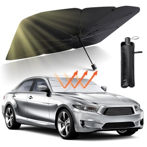 Parasolar auto pentru parbriz, tip umbrela, rezistent UV, negru-argintiu - Img 8