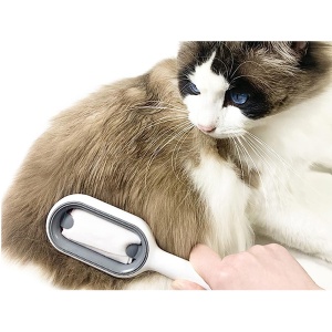 Perie colecatare par pentru caini si pisici, pentru curatare covor, canapea sau haine, umed sau uscat, din silicon, alb-verde - Img 5