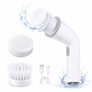 Perie electrica rotativa portabila pentru curatare, Ideala pentru baie si bucatarie, 2 capete, USB