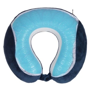 Perna de calatorie anatomica cu memory foam si cooling gel, Dimensiune 27cm, Albastru