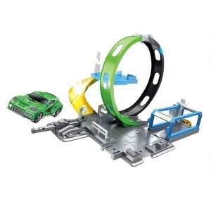 Pista de curse pentru lansare cu bucle pentru rotire la 360 grade, include o masina de curse