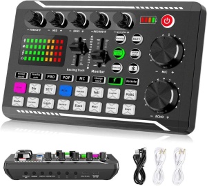 Placa de sunet bluetooth, cu mixer audio, schimbator de voce, 18 efecte de sunet live si mixer pentru microfoane, negru - Img 6