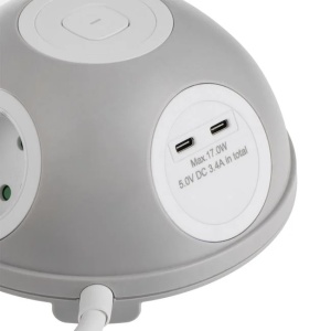 Prelungitor cu 3 prize si 2 porturi USB, 3500W, Lungime 1.2m, Alb - Img 2
