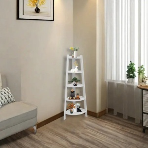 Raft de Colt din PVC cu 5 Etajere, pentru Camera, Baie sau Bucatarie, 106x30x30cm, Alb - Img 4