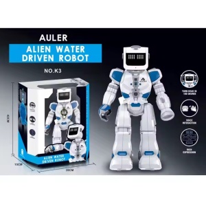 Robot interactiv de jucarie, copii 3+ ani, cu lumini si sunete, control prin voce si telecomanda, plastic, 37,5x22x11,4 cm, alb-albastru - Img 5
