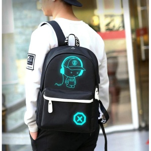 Rucsac Music Boy Design,Ghiozdan pentru scoala, Fosforescent, Protectie Antifurt - Img 2
