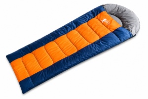 Sac de dormit impermeabil, cu Protectie Solara (UPF50+), Dimensiune 170+30x70cm, Bleu-Portocaliu - Img 2