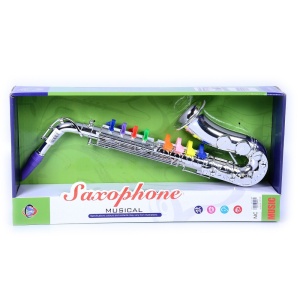 Saxofon de jucarie, cu 8 taste, pentru copii 2+ ani, din ABS, 35cm lungime, argintiu - Img 6
