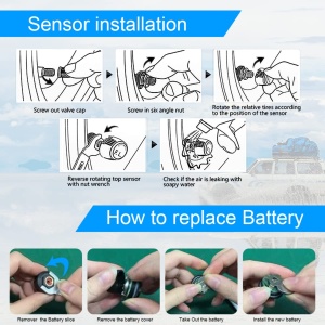 Senzori presiune si temperatura anvelope, cu alarma, incarcare solara, afisaj LCD, alarma, negru - Img 9