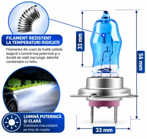 Set 2 becuri auto H7 Pegasus Xenon Effect, Halogen, 6000K, 1500 lm, 12V, 100W/set - Img 3