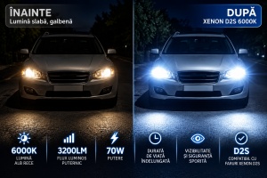 Set 2 Becuri Auto Xenon D2S cu flansa de metal, Lumina alb rece 6000K, 3200LM, Quick Start - Img 2