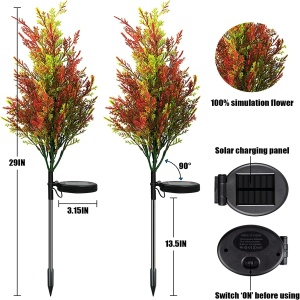 Set 2 lampi solare tip bradut tuia cu 8 Led-uri colorate, Inaltime 74cm, Senzor de lumina - Img 5
