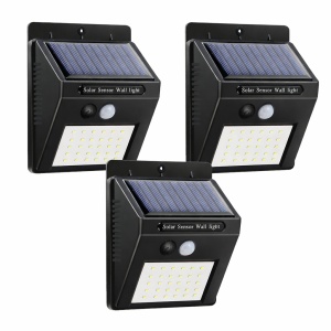 Set 3 lampi solare de perete cu 30 LED, Senzor de lumina si miscare