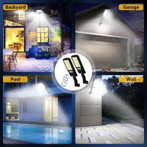 Set 3 x Lampi solare stradale LED, cu 6 cadrane, senzor miscare, IP65, negru - Img 3