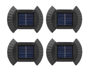 Set 4 lampi solare cu lumina bidirectionala pentru garduri, scari exterioare, Senzor de lumina, Alb cald