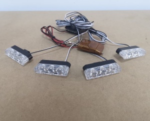 Set 4 lumini LED de avertizare rosu-albastru pentru grila, functii stroboscop, 36W, 12V - Img 6